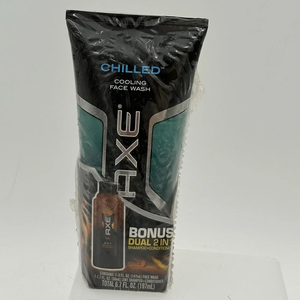 2-Pack Axe Chilled Cooling Face Wash w/ Bonus 2in1 Shampoo‎ Conditioner Sealed